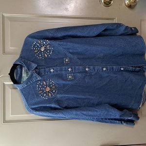 Boy Blue Vintage Oversized Denim Shirt with Studs